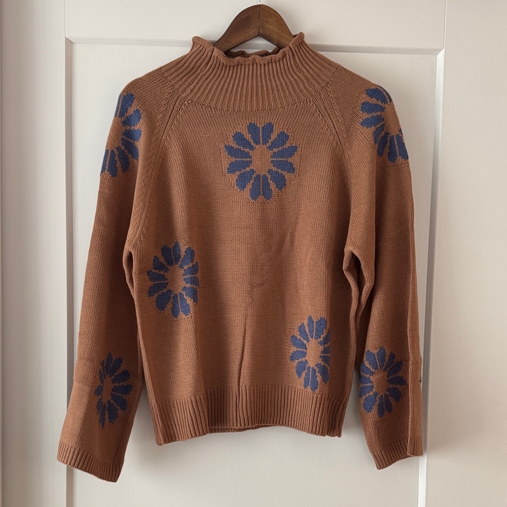 Brown Floral Women's Sweater